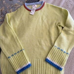 Sundry women’s sensible yellow Sweater with Blue rib trim
